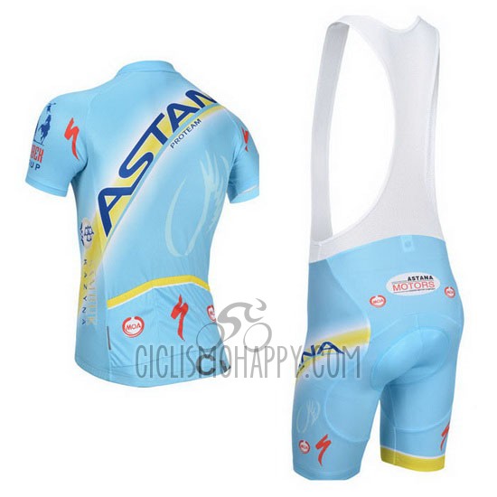 Astana Cycling Jersey Bib Short 2014 Short Sleeve Light Blue